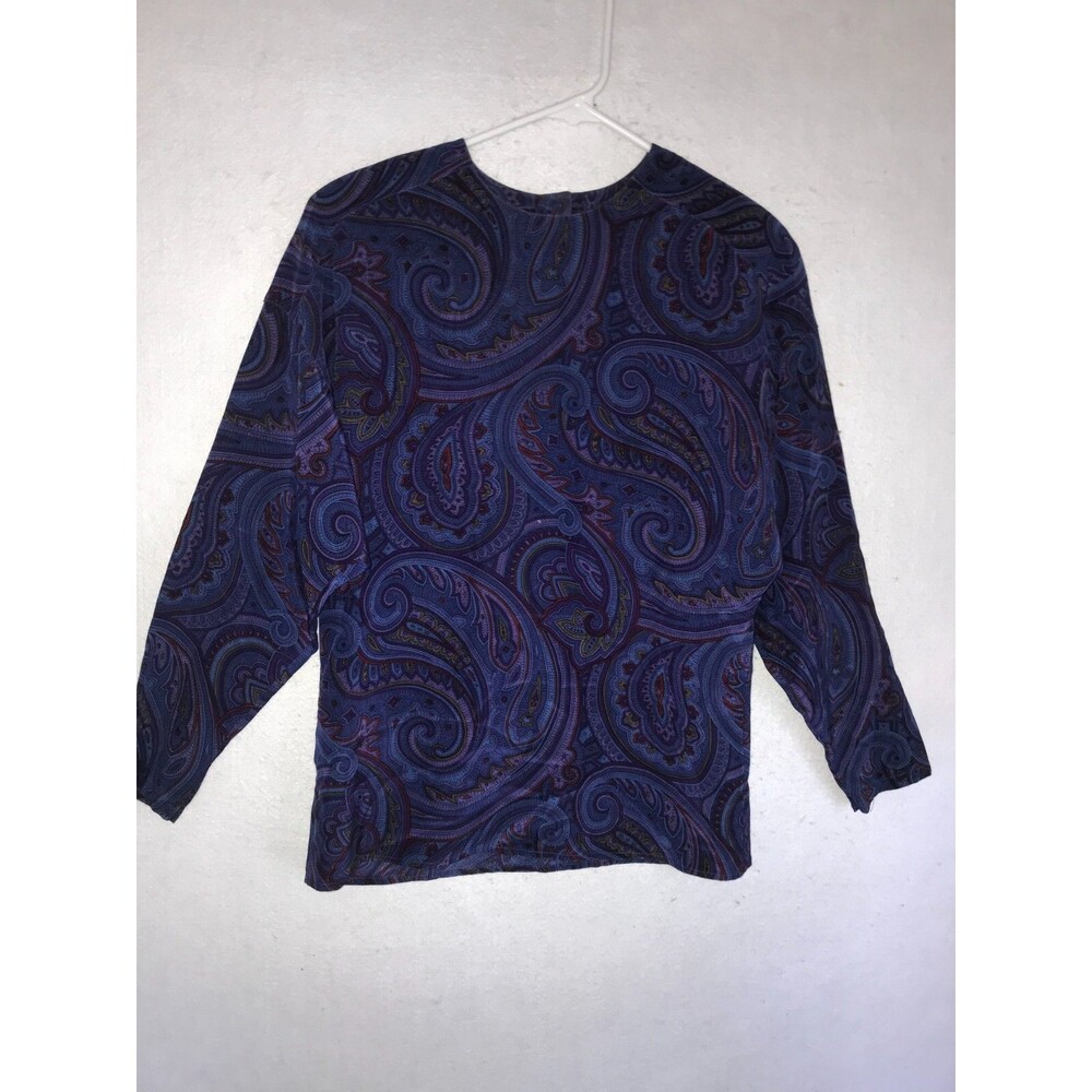 ELLEN TRACY LINDA ALLARD SILK LONG SLEEVE Pullover BUTTON DOWN BLOUSE Paisley 4